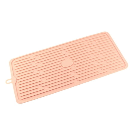 

Bar Silicone Drain Pad Drying Mat Kitchen Thick Counter Deep Grooves Drain Tray - 47x20x0.5cm (Pink)