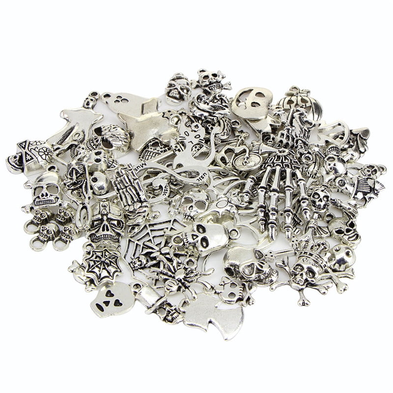 60PCS/Set Bulk Lots Tibetan Silver Mix Halloween Pendants Charms Jewelry GiUTGA 