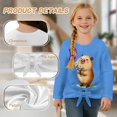 thumbnail image 6 of Xixirimido Butterfly Capybara Blue Printed Girls Casual T-Shirt Crew Neck Tunic Tops Long Sleeve Loose Fit Soft Blouse Tie-hem Tees for Fall Winter, Size 5-6, 6 of 7