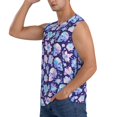 thumbnail image 3 of Xecao flower Skull starry sky Print Men's Tank Top: Sleek Sleeveless Tee for Casual Sports and Beach Occasions-X-Large, 3 of 7