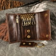thumbnail image 6 of Le'aokuu Mens Genuine Leather Car Key Case Loop Hook Coin Case Mini Wallet Snap Coffee, 6 of 7