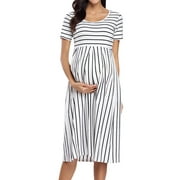DPTALR Robe de maternité d'été solide pour femme enceinte