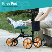 Elenker Steerable Knee Scooter with 10 Front Wheels, Foldable Knee Walker for Foot Injuries Crutches Alternative Black