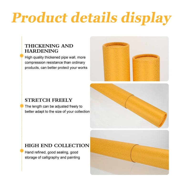Storage Tube Poster Tube Paper Tubes Tubes Artwork Drawings Documents Scroll Cardboard Mailing Shipping Expandable Case, Size: 35X6cm