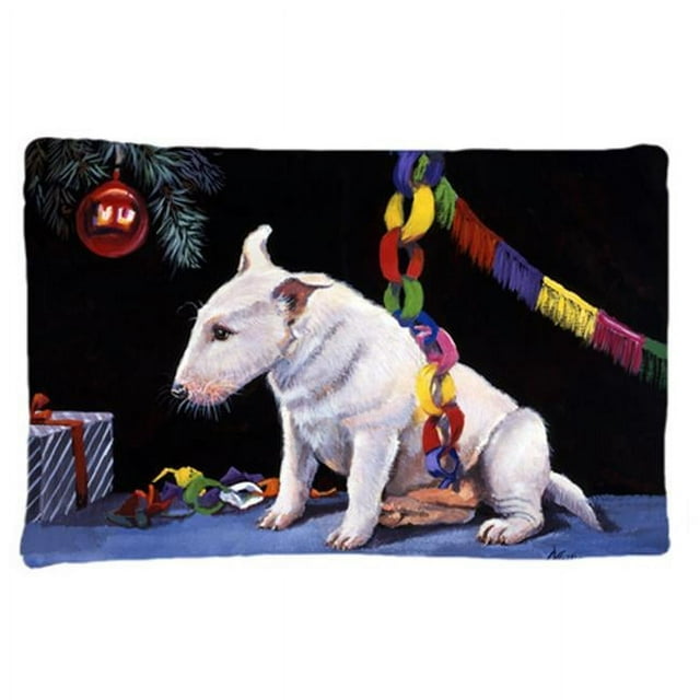 Carolines Treasures FMF0012PILLOWCASE Bull Terrier Under the Christmas Tree Fabric Standard Pillowcase
