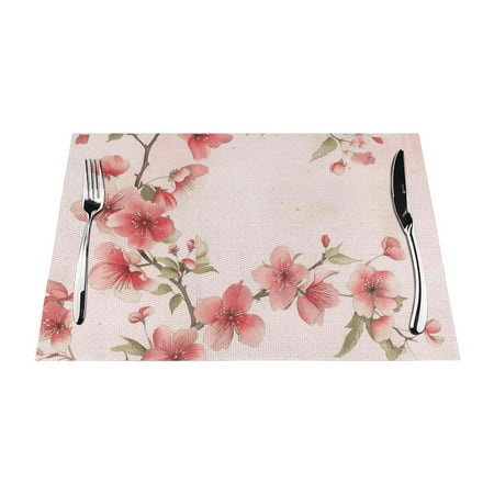 

flower art Table mat can be wiped dinner mat set felt can be wiped heat-resistant waterproof and non slip dinner mat rectangular thick mat