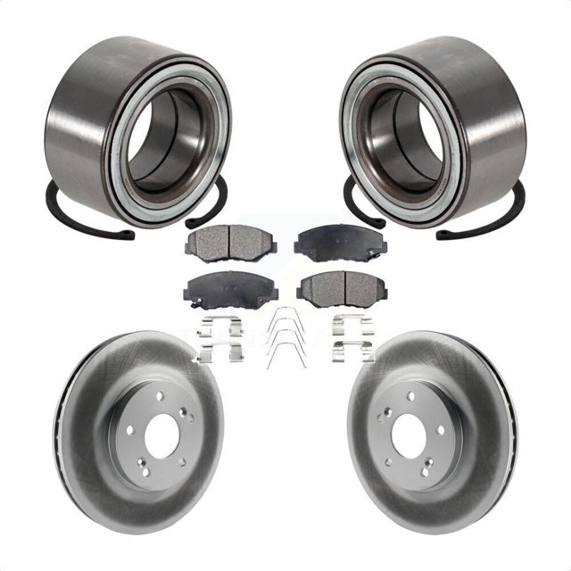 Transit Auto Front Wheel Bearing Coated Disc Brake Rotors and Semi-Metallic Pads Kit for Car 2005-2008 Honda Pilot KBB-101415