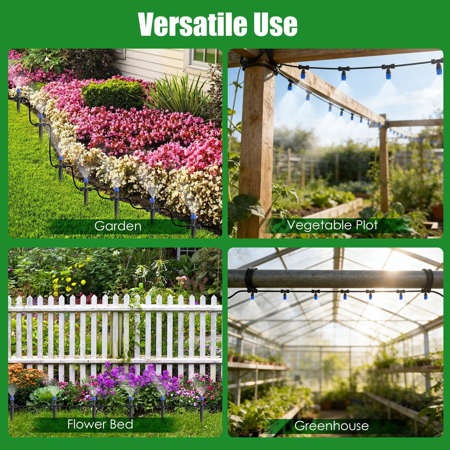 Upgraded 75FT Drip Irrigation System Kit, Adjustable Misting Nozzles Leak-Proof Watering Set for Garden Greenhouse Outdoor Plants