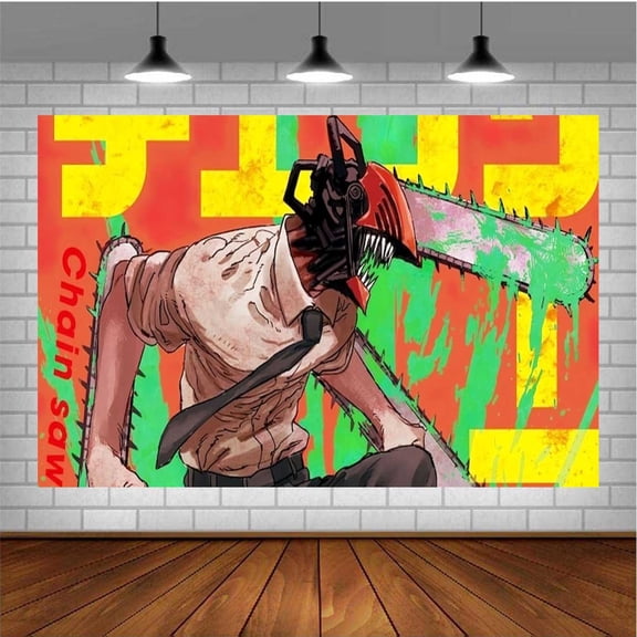Chainsaw Man Themed Birthday Backdrop Banner - Hanging Wall Decor Tapestry for Party Celebrations