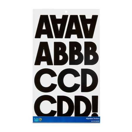Hello Hobby Extra Large Black Alphabet Stickers, Letter Icons, 99 Count