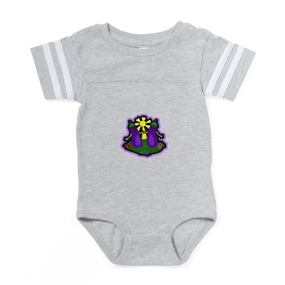 CafePress - Eggplant Friends ... - Cute Infant Baby Football Bodysuit