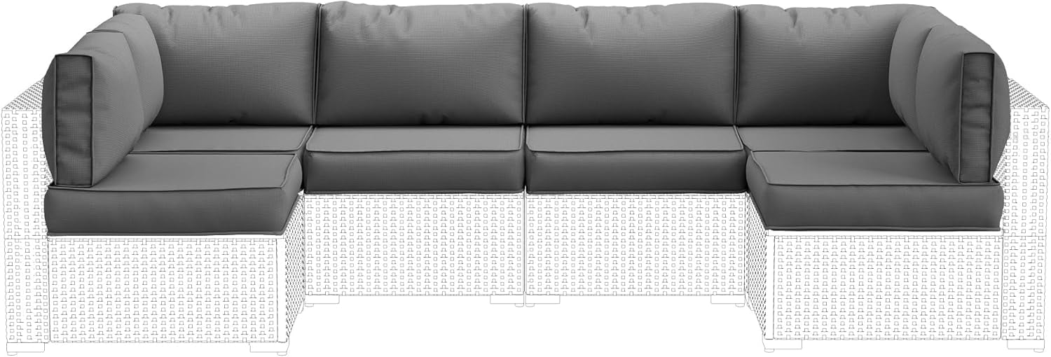 UDPATIO Outdoor Replacement Cushions for Patio Furniture, Waterproof Patio Cushions for 6-Seat Sectional Patio Conversation Sets, 14-Piece Outdoor Cushion Slipcovers Patio Sofa Cushions (Dark Blue)