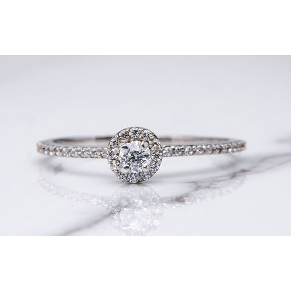 vylahjewellery Classic Pave Engagement & Promise Ring for Her 10K Yellow Gold Moissanite Anniversary Ring Round Cut Diamond Comfort Fit Birthday Gift