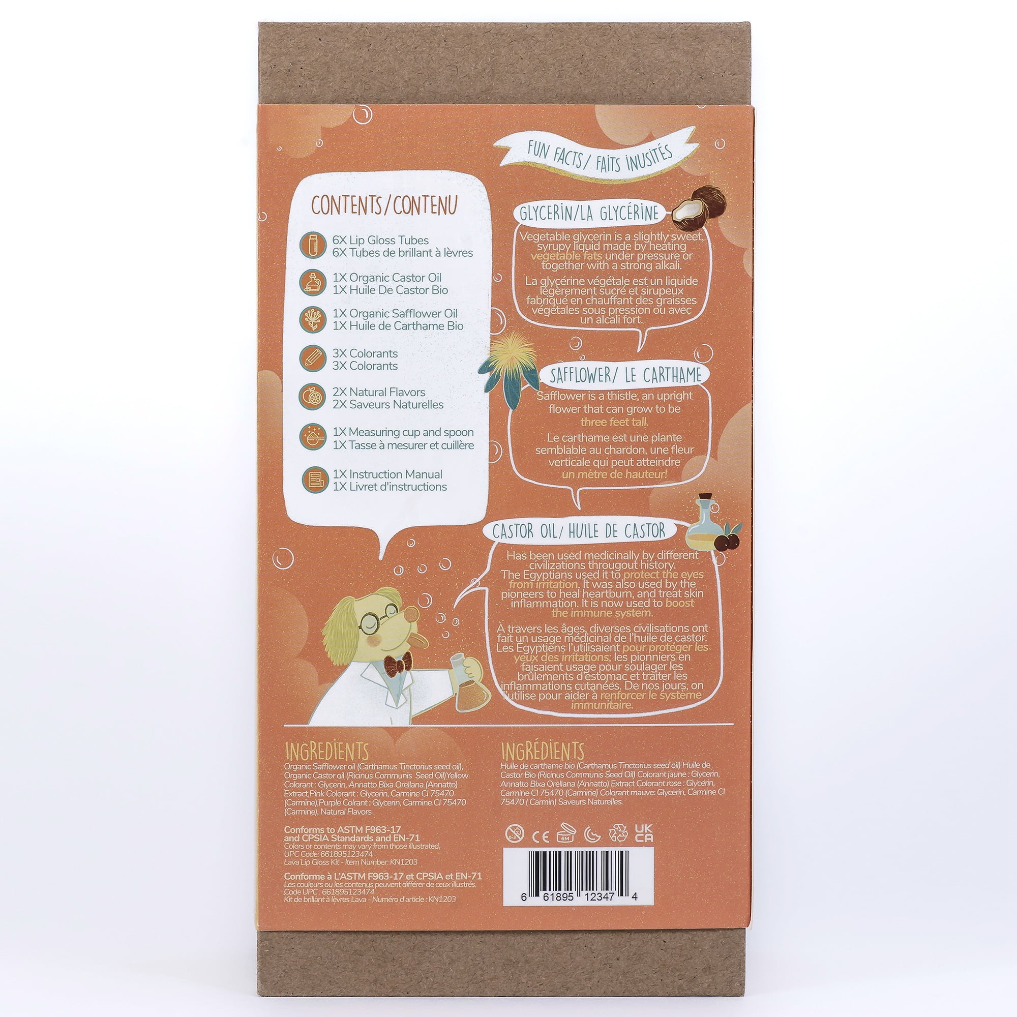 Kiss Naturals: Lava Lip Gloss Kit - Make 6 Glosses, DIY Kids Beauty Craft Kit, Organic Ingredients, Essential Oils, 2 Natural Flavors, STEM Ages 6+