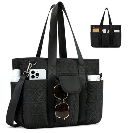 Canvas Tote Bag for Women With Pockets, Kabaqoo Work Crossbody Everyday Satchel, Purses Shoulder Tote Bag