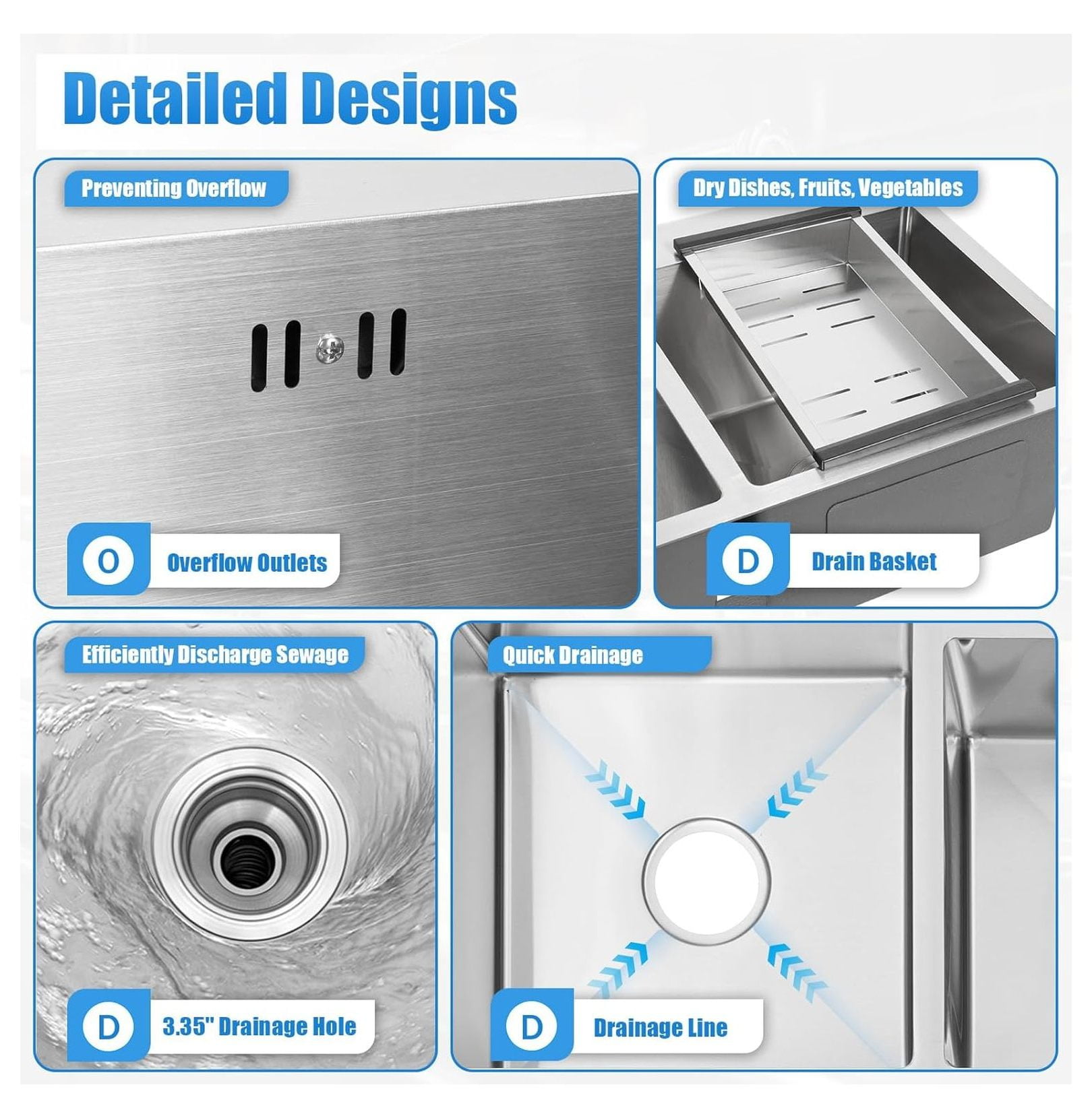 Drop-in Kitchen Sink, 30x17 Inch Stainless Steel Double Bowl Sink with Drain; Black Finish for Kitchen, Garage, Laundry, Bar & Bathroom