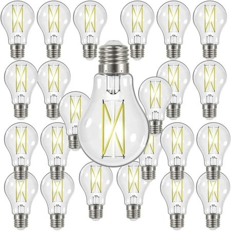 

Satco (24 Pack Dimmable Led Filament Lamps S12415 High Lumens 8 Watt A19; Clear; Medium Base; 3000K; 90 CRI; 120 Volt for use at Residential Hospitality Display and Commercia