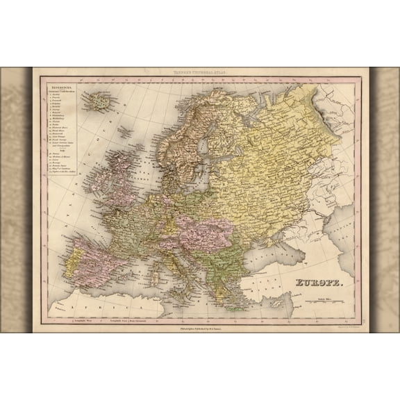 24"x36" Gallery Poster, map of Europe 1844