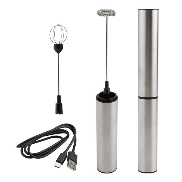 1 Set USB Electric Milk Frother Foam Maker Egg Whisk Mixer Handheld Rechargeable Stirring Tool Stainless Steel Stirrer Kitchen