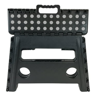 Core Pacific Extra Wide Folding Step Stool Black 12.7 inch with Non-Slip Surface