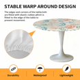 thumbnail image 2 of Elastic Fitted Round Tablecloth, Teal Red Coastal Waterproof Stretch Table Cover for 36"-44" Tables, Nautical Seahorse Beach Coral Starfish Retro Washable Outdoor Tablecloths for Patio, Picnic, 2 of 9