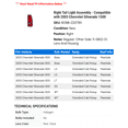 thumbnail image 2 of Right Tail Light Assembly - Compatible with 2003 Chevy Silverado 1500, 2 of 2