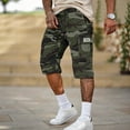 thumbnail image 2 of WTOBBY Men's Camouflage Cargo Capri Pants with Elastic Drawstring Waist, Lightweight Breathable Loose Fit for Outdoor Summer Activities,Army Green L, 2 of 5