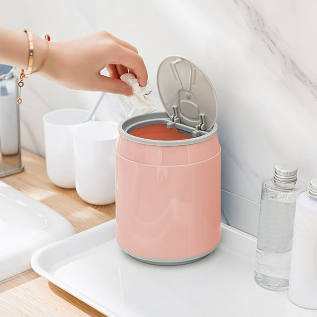 PEONAVET Desktop Trash Can Desktop Trash Can Cute Clutter Bins Student Dormitory Household Trash Can with Lid Living Room Waste Kitchen Bathroom