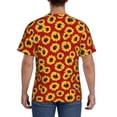 thumbnail image 3 of Bixox Men's Sunflowers On Red Printed Short Sleeve Skinny Athletic T-Shirt, 3 of 6
