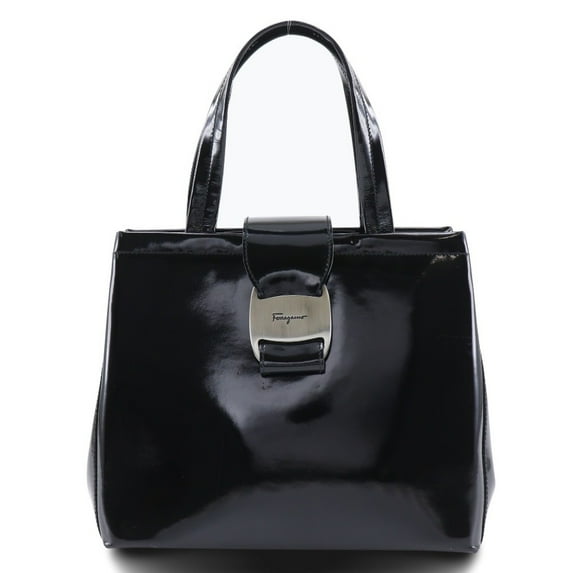 Pre-Owned Salvatore Ferragamo Convertible Vara Bow Tote Patent Leather Black Patent_Leather Handbag
