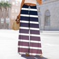 thumbnail image 2 of FUNUONY Flowy Wide Leg Palazzo Pants for Women - High Waist Casual Beach Lounge Stripe Pants Loose Dress Pants Stretchy Trousers Dress Pants Petite Wide Leg Summer Beach Casual Trousers Purple S, 2 of 5