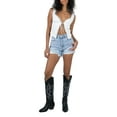 thumbnail image 5 of Coduop Women Lace Up Sleeveless Spaghetti Strap Front Tie Up Crop Camisole Top, 5 of 6