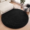 thumbnail image 4 of Nefoso 4ft x 4ft Round Area Rug, Soft Fluffy Circle Rug Shag Round Rugs for Living Room Bedroom Indoor Home Decor, Black, 4 of 11