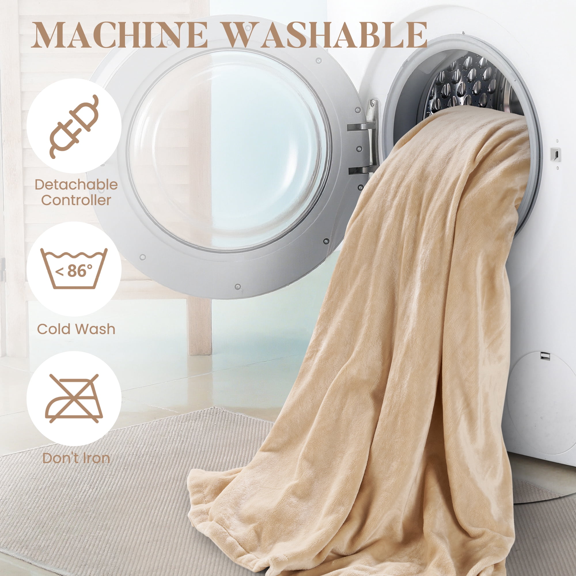MaxKare Queen Electric Heated Blanket, 10 Heating Levels, 10H Timers, Dual Control, Machine Washable, ETL/FCC Certified, White