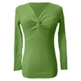 thumbnail image 3 of DuoJiaJ Solid Color Knit Collar Slim Fit Long Sleeve Pullover Sweater For Casual Wear And Everyday Basic Wardrobe Sweater Women Green M, 3 of 4
