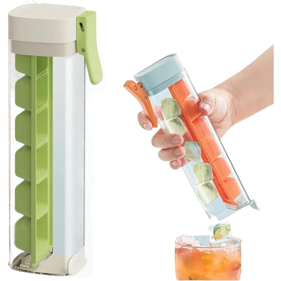 One-Hand Press Ice Cube Tray – Square Ice Maker Mold with Easy-Release Design, 6-Cube Capacity for Drinks