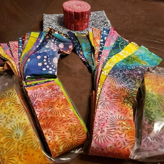 Batik Strips One Pound Bag Cotton Fabric Pre Cut Strip Pack