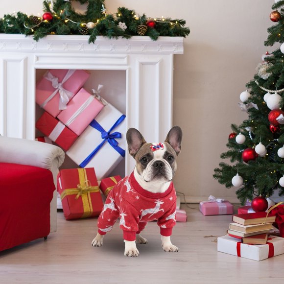 Festive Holiday Knitted Pet Sweater Cozy Soft Warm Winter Seasonal Attire Outfit for Cats and Puppies