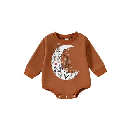 

Amuver Infant Baby Spring Autumn Jumpsuit Cartoon Day and Month Print Long Sleeve Round Neck Romper for Girls Boys