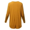 thumbnail image 3 of A2Y Women's Premium Solid Long Sleeve Dolphin Hem Shell Button Henley Top Shirt Dark Mustard XL, 3 of 6