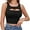 Black, variant on Beautyin Women's Front Hollowed-out Crop Camisole Cotton Sleeveless Short Tank Top Round Neck Vest
