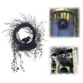 thumbnail image 1 of Clearance! Halloween Garland Simulation Crow Party Decoration Door Hanging Garland Rattan Circle Black, 1 of 6