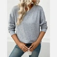 thumbnail image 4 of AXXD Gray Basic Western Shirts for Women Summer 2024 Loose Trendy Button Round-Neck Long Sleeve Casual T-shirt Top Solid Blouse, 4 of 9