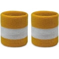 thumbnail image 2 of Couver Terry Cloth Two Color Striped Wrist Sweatbands, Golden Yellow White Golden Yellow, One Size, 2 Pairs, 2 of 8