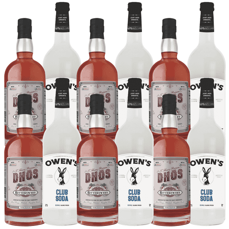 Dhōs Handcrafted Non-Alcoholic Bittersweet 6 Pack w 6 Pack Owen’s Mixers Club Soda - Keto-Friendly, Zero Sugar, Zero Calories, Zero Proof - 750 ML - Perfect for Mocktails - A