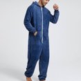 thumbnail image 4 of Pijama de camuflaje de terciopelo de doble cara con capucha informal para hombre, traje unido con cremallera Pompotops  oipoqjl29312, 4 of 6