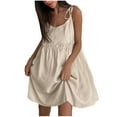 thumbnail image 2 of Summer Dresses for Women Beach Casual Spring Shirt Dress Sleeveless Short Dress Boho Sundress Women's Summer Casual Tshirt Dresses Boho Beach Dress Khaki XL, 2 of 7