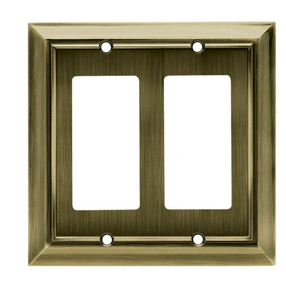 Brainerd W10536-AB Antique Brass Architect Double GFCI Cover