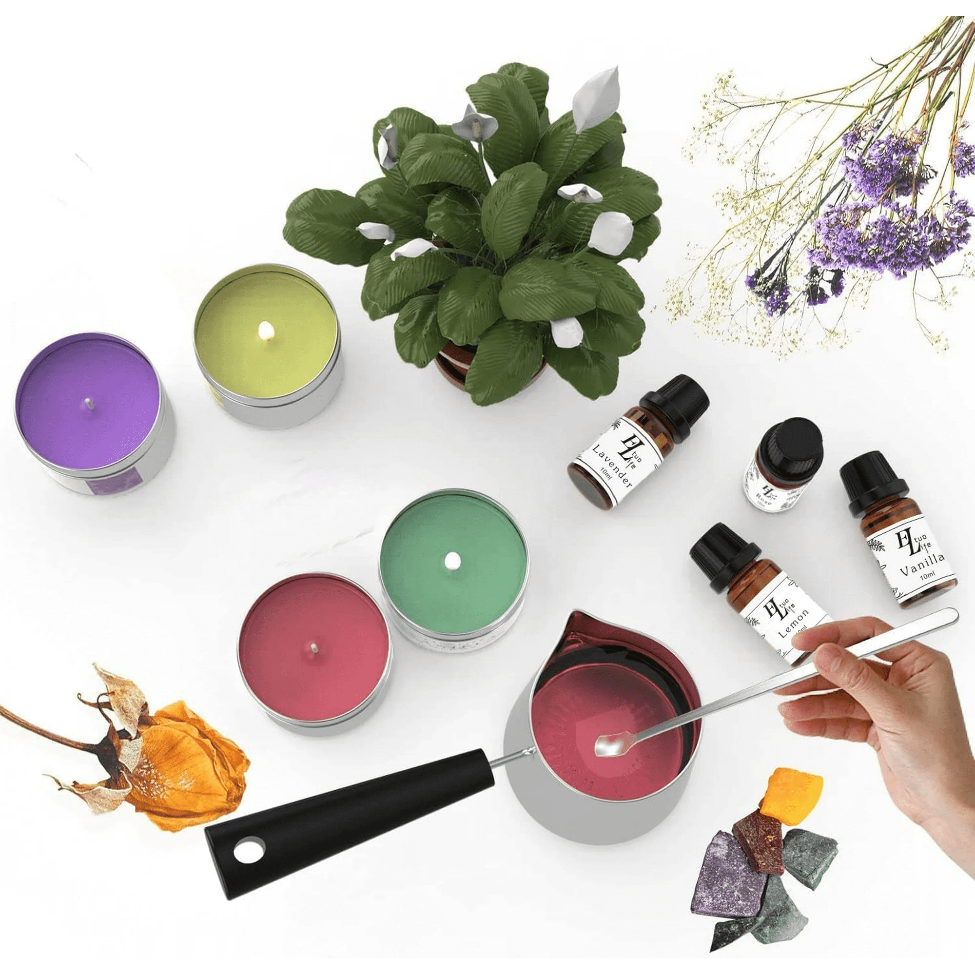 BAOYISHUN Complete candle making kit for adults, children, DIY aromatherapy candle making supplies including soy wax, aromatherapy oil, wick dye, candle jar, furnace, and craft kit for candle making