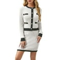 thumbnail image 2 of Womens 2 Piece Preppy Cardigan Skirt Outfits Casual Long Sleeve Button Down Knit Top Bodycon Skirt Set XL, 2 of 8